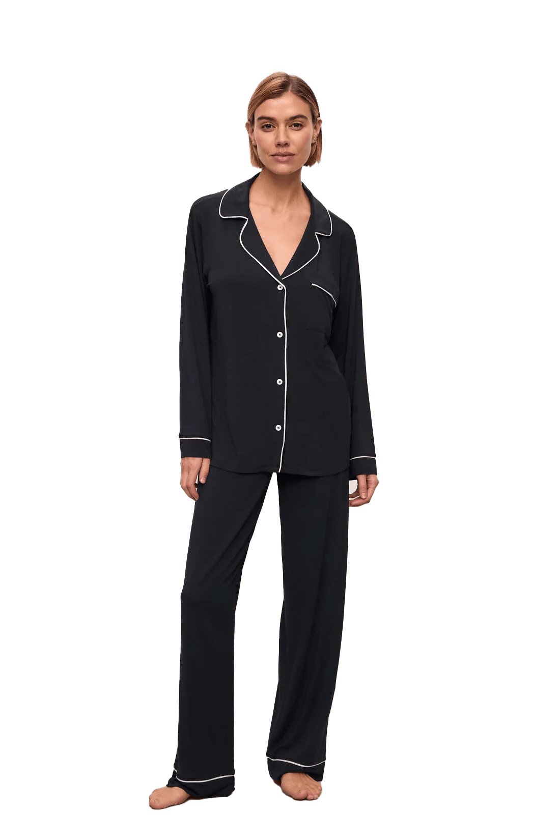 Black Custom Eberjey Gisele TENCEL Modal Long PJ Set - Corporate Gifts