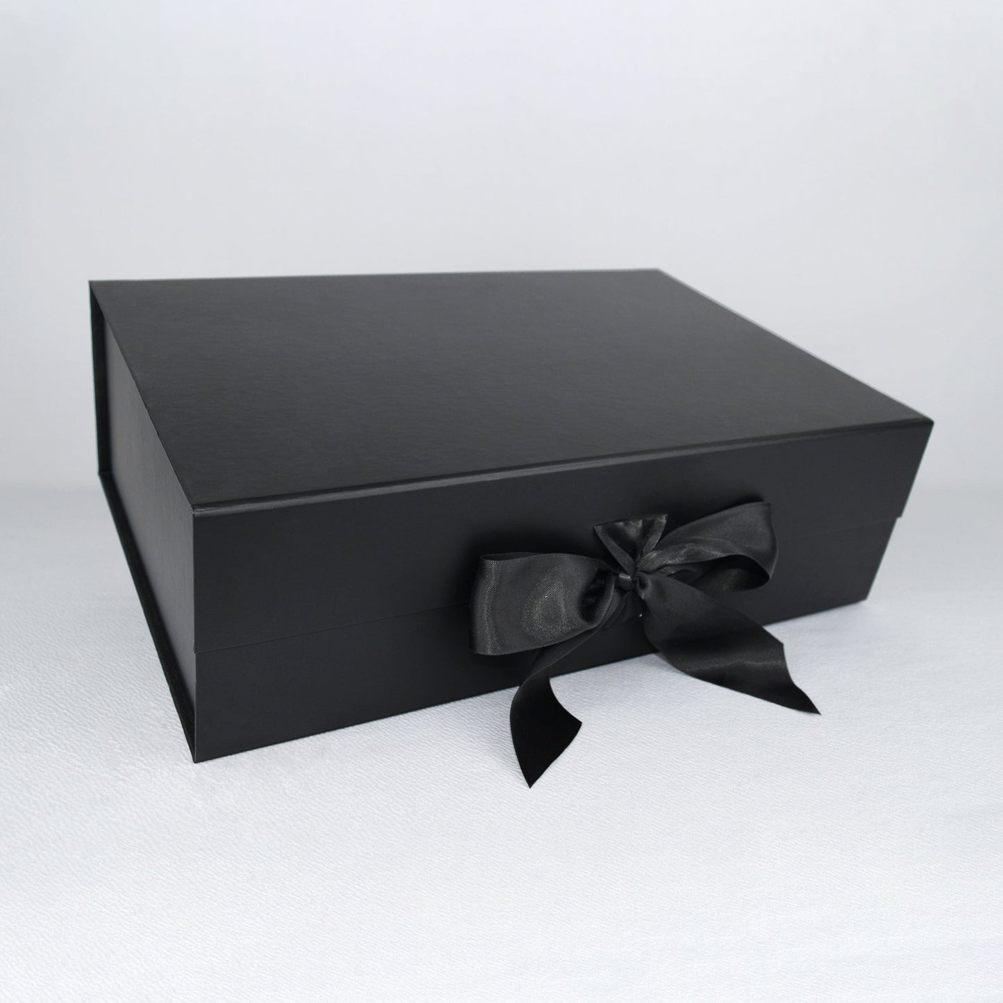 Black / Medium - 8.25" x 5" x 4.5" Custom Magnetic Closure Fixed Ribbon Box - Corporate Gifts