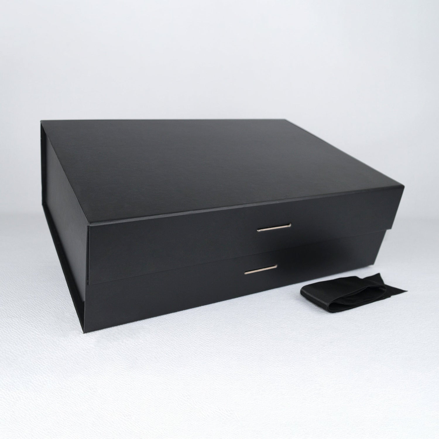 Black / Medium - 8.25" x 5" x 4.5" Custom Magnetic Closure Removable Ribbon Box - Corporate Gifts