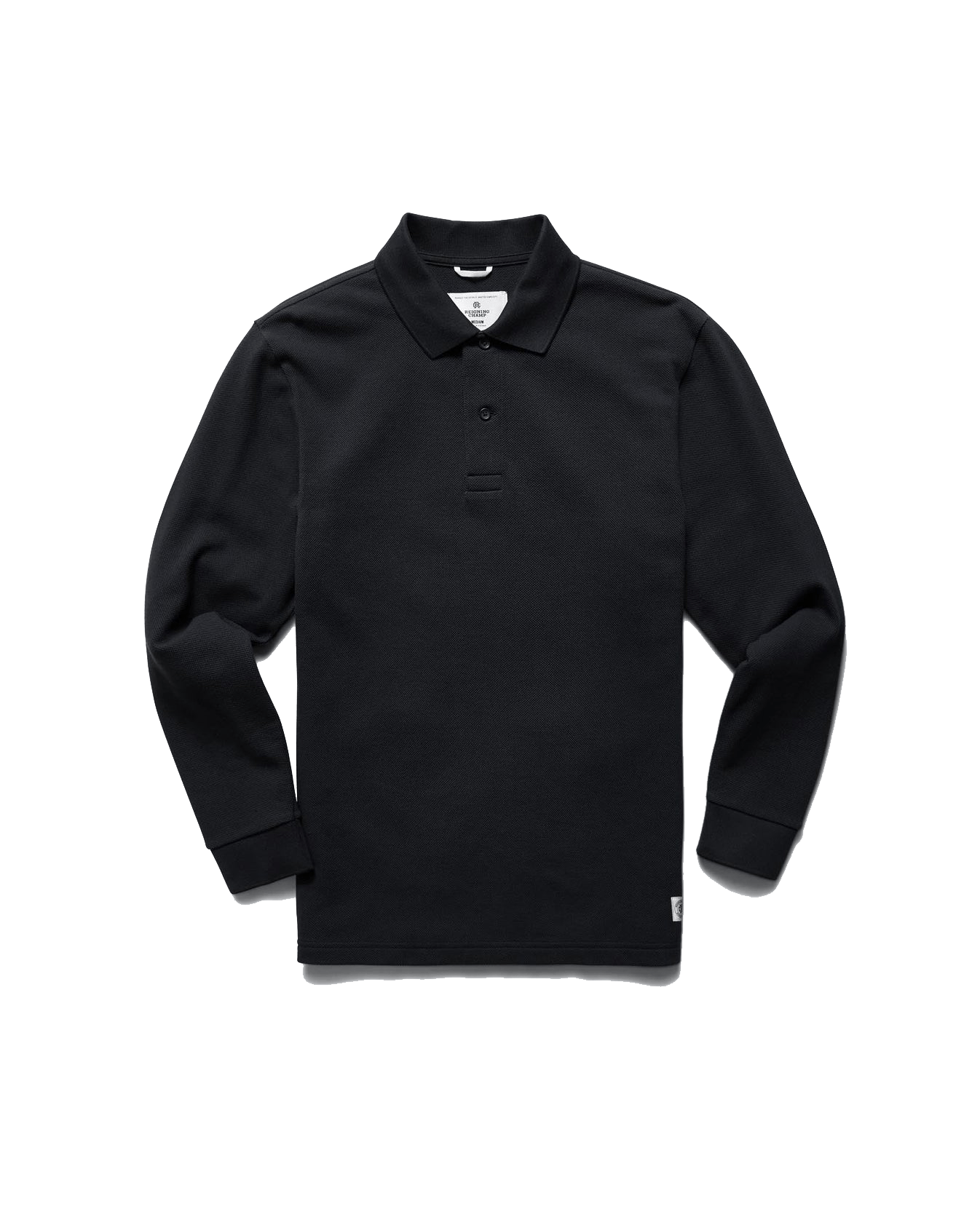 Black / SM Custom Reigning Champ Athletic Pique Academy Long Sleeve Polo - Corporate Gifts