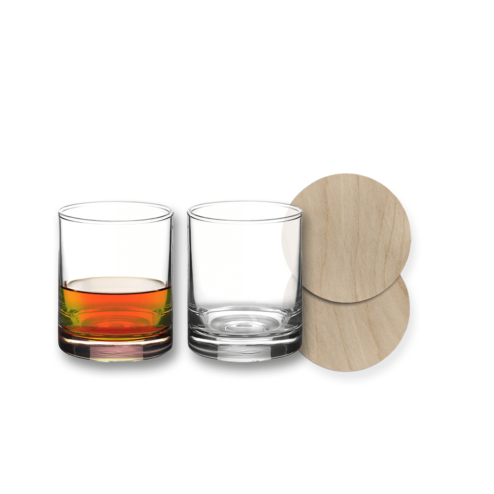 Custom Custom Rocks Glass and Coasters Set - Corporate Gifts