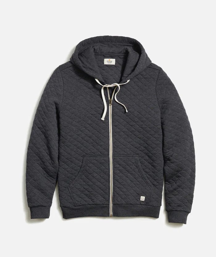 Dark Heather Grey / XS / Mens Custom Marine Layer Corbet Quilted Full Zip Hoodie - Corporate Gifts