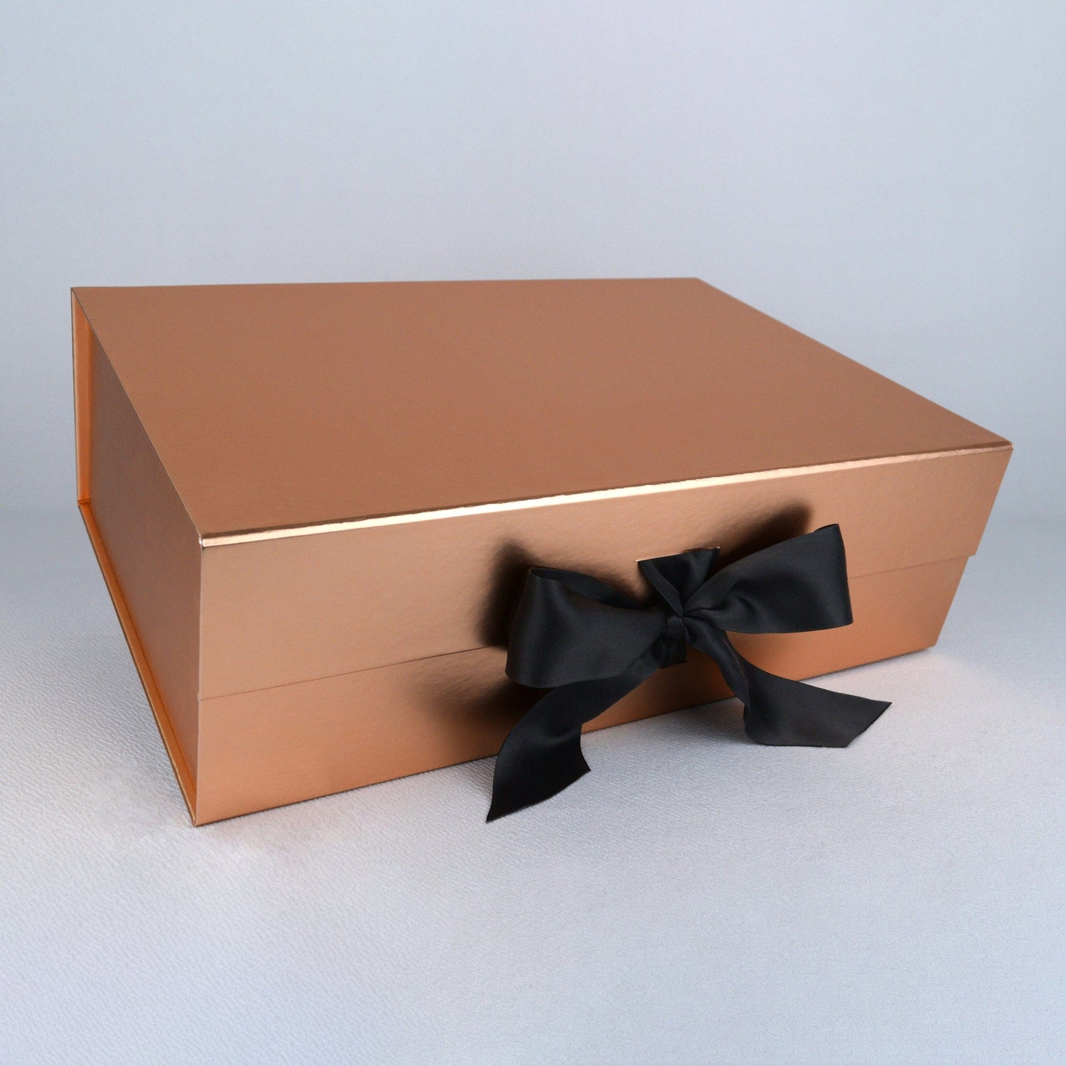 Metallic Copper / Medium - 8.25" x 5" x 4.5" Custom Magnetic Closure Fixed Ribbon Box - Corporate Gifts