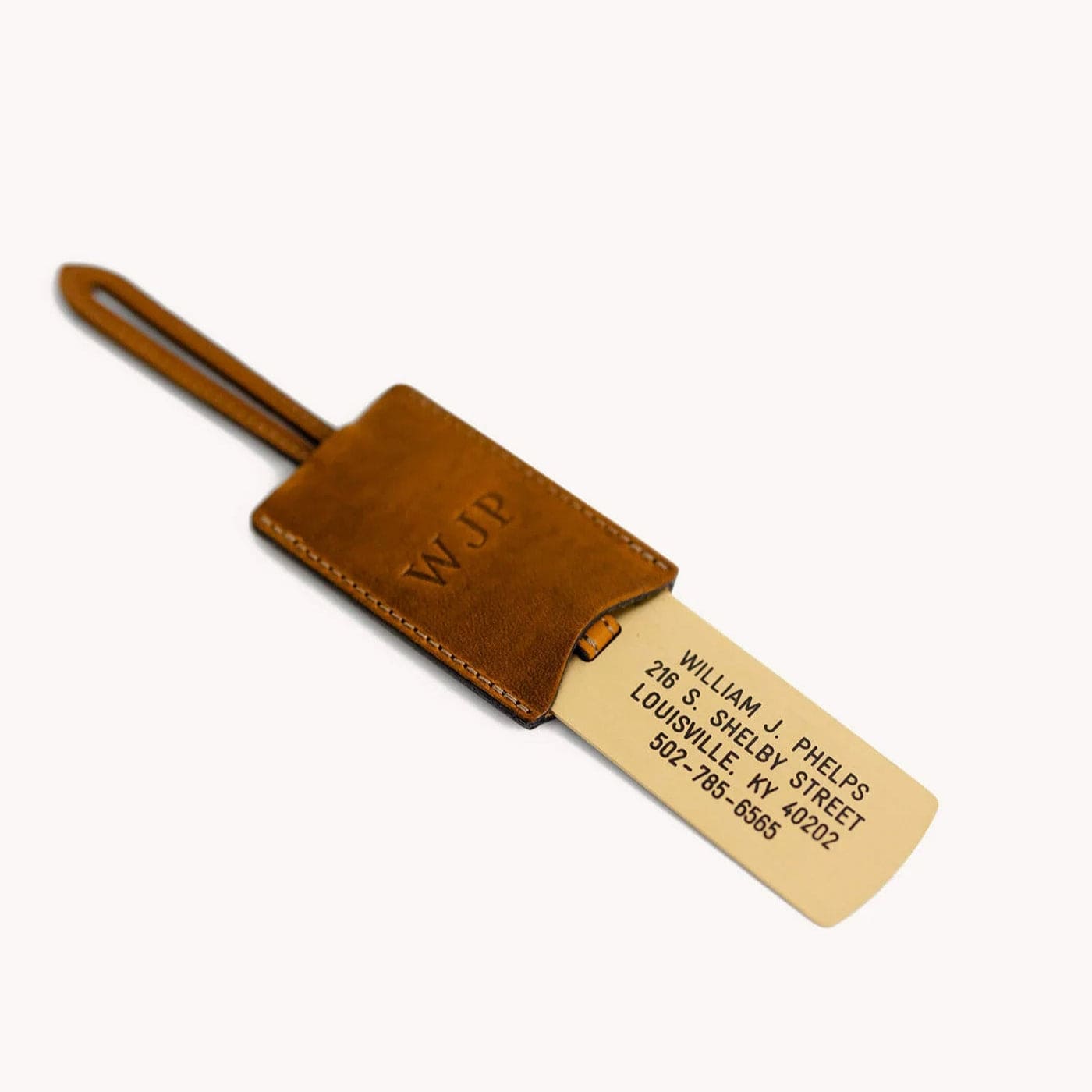 Natural Custom Clayton & Crume Solid Brass Luggage Tag - Corporate Gifts