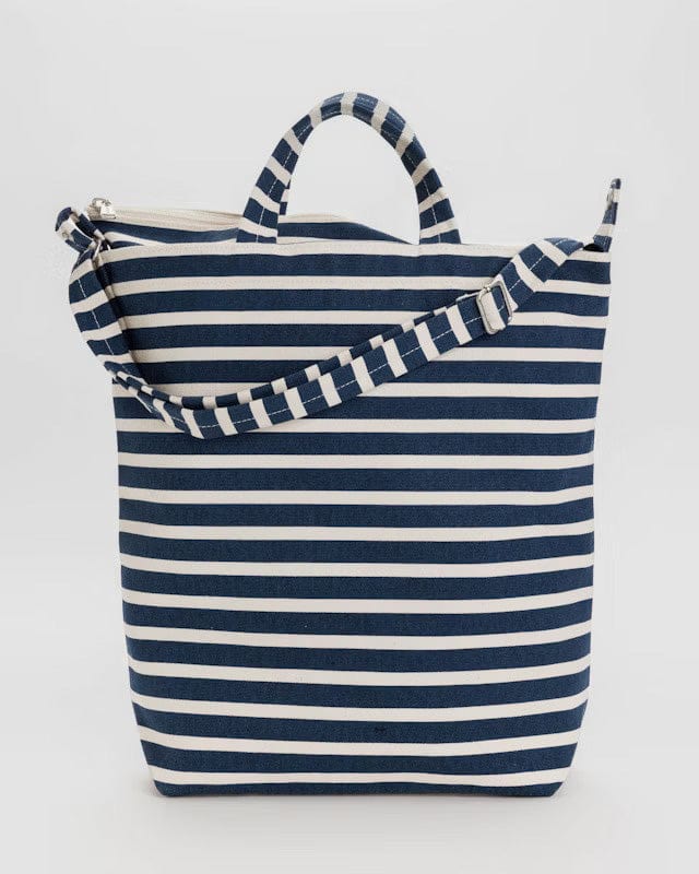 Navy Stripe Custom Baggu Zip Duck Bag - Canvas Tote - Corporate Gifts