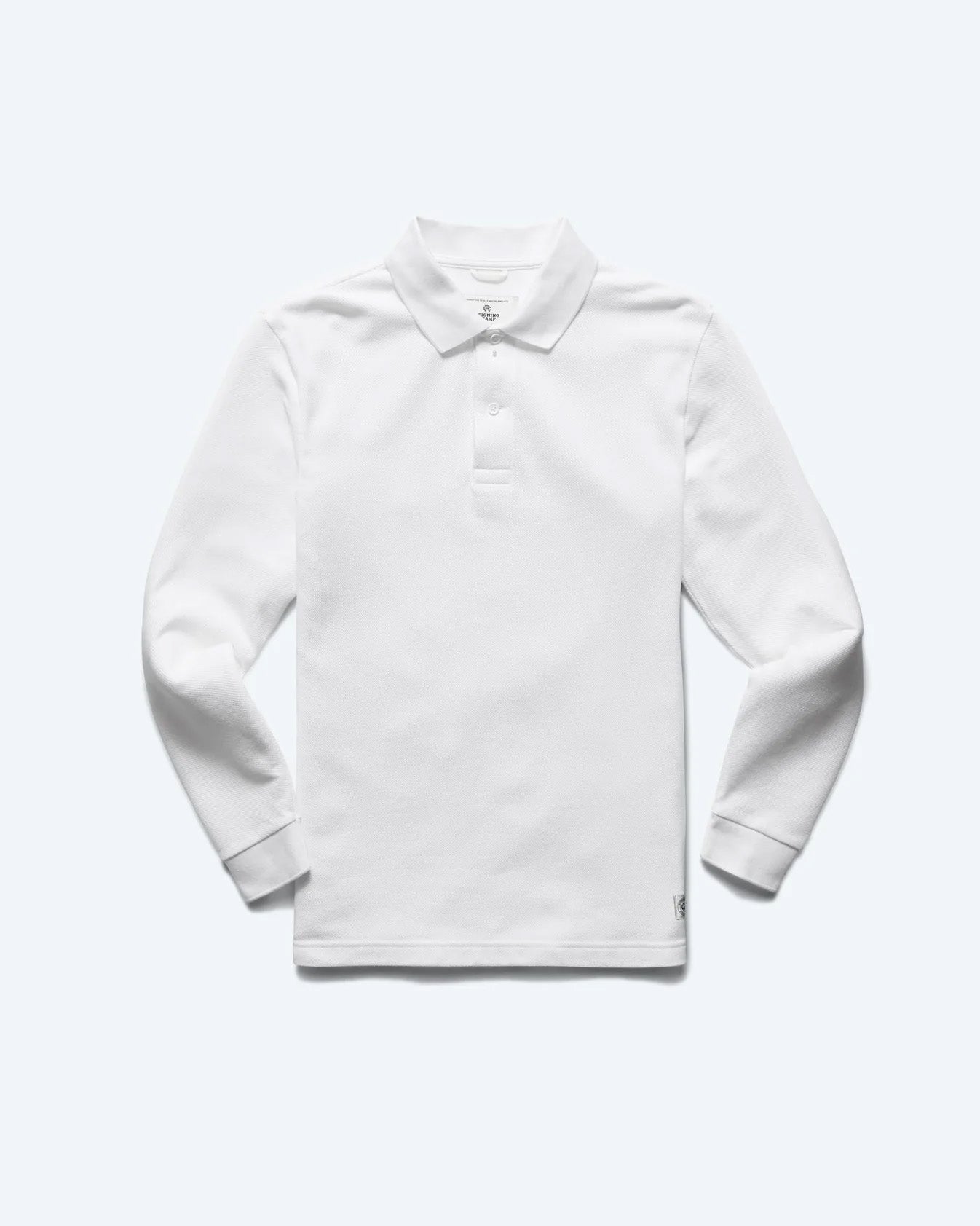 White / SM Custom Reigning Champ Athletic Pique Academy Long Sleeve Polo - Corporate Gifts